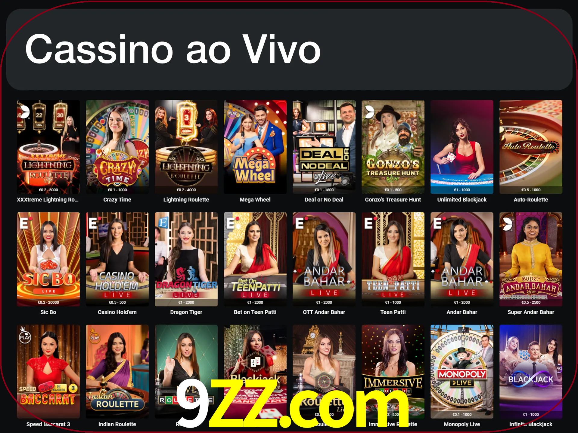 Jogue jogos de cassino com um verdadeiro dealer.