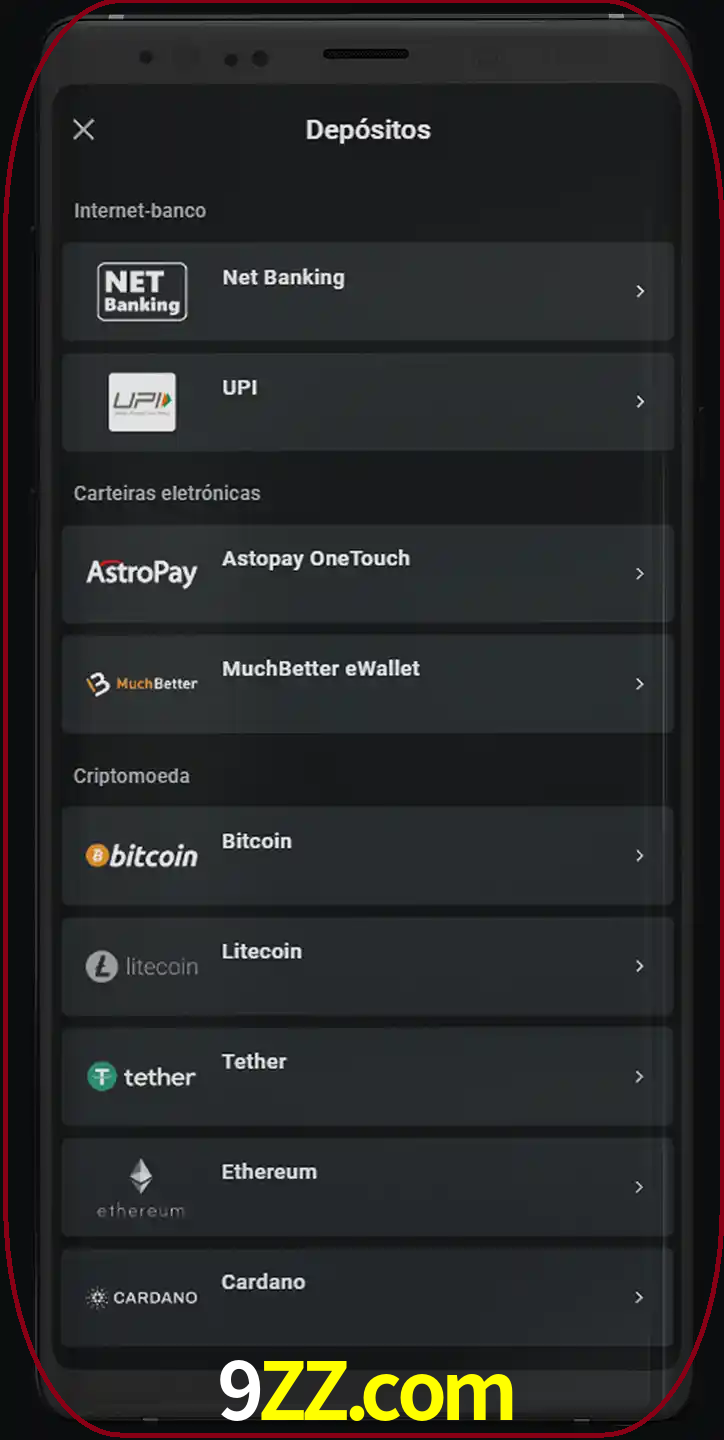 Você pode usar métodos alternativos de depósito.